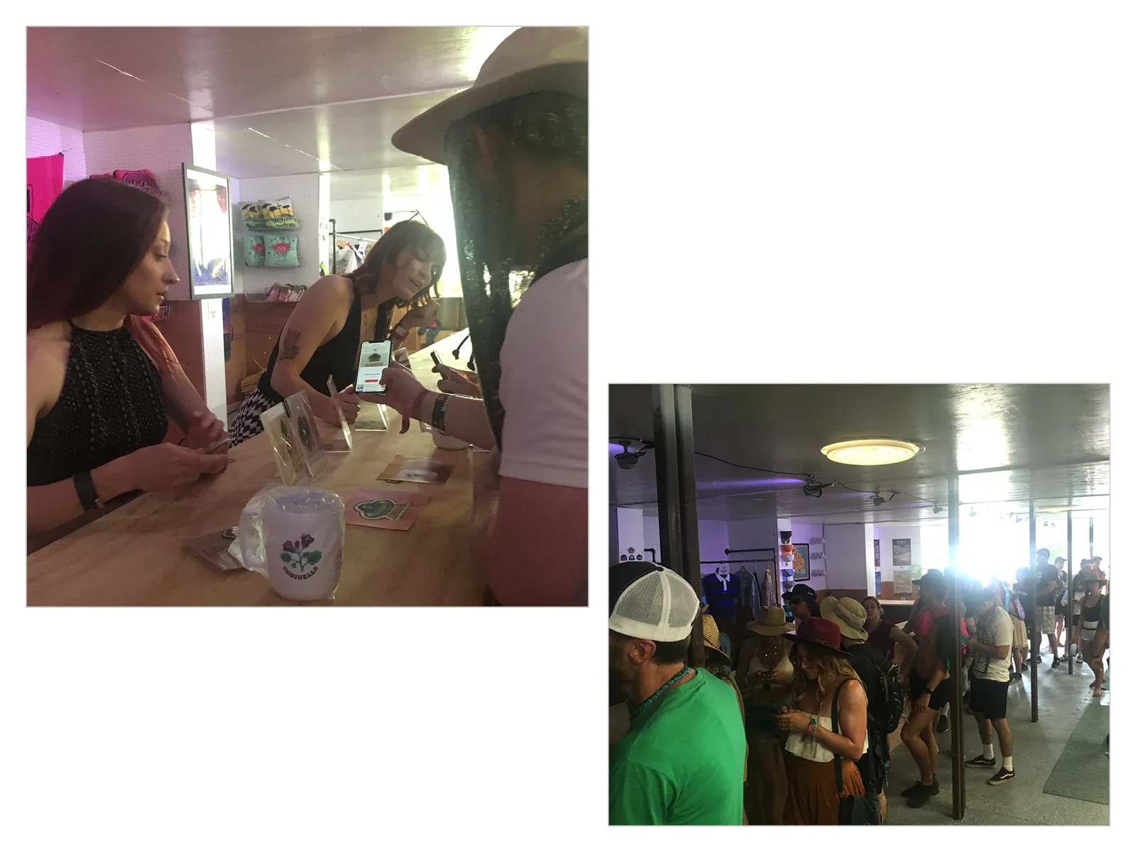 Festival goers queuing at the Coachella Coin tent to claim rewards.
