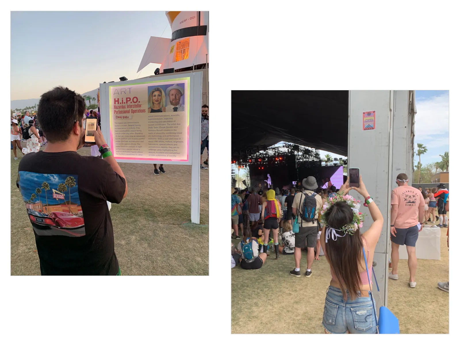 A festival goer scanning a printed artwork panel to check in to a challenge.