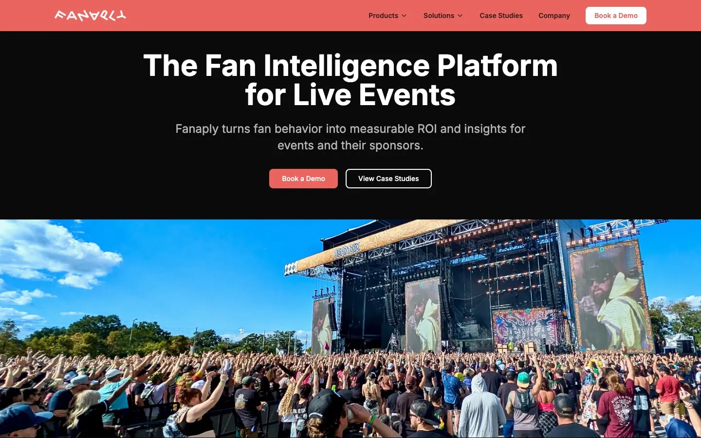 The Fanaply marketing site: The Fan Intelligence Platform for Live Events.